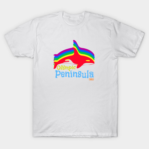 Orca Rainbow Olympic Peninsula Love T-Shirt-TOZ